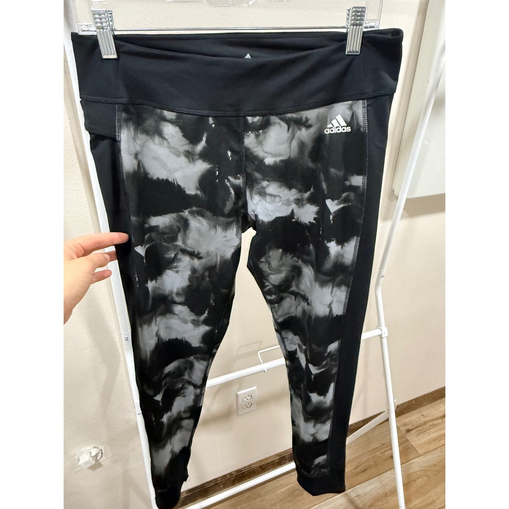 Workout Athleisure Gym Yoga Leggings Black Large Side Pocket Adidas Climalite